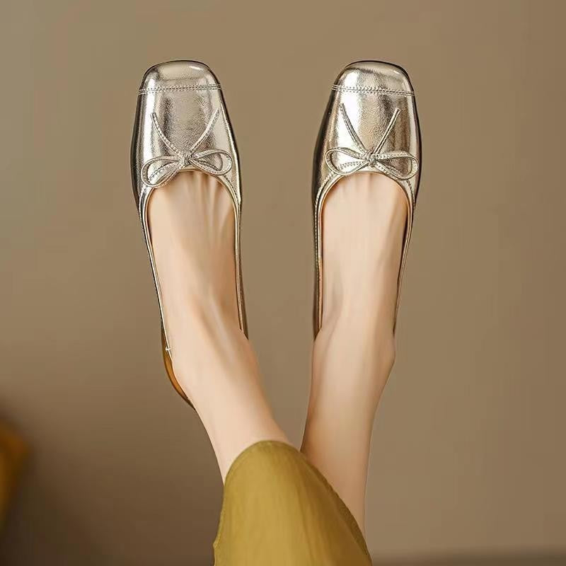 2025 Women's Mary Jane Flats, Autumn Winter Luxury Style Low Cut Pumps, Gentle Aesthetic Ballet Shoes with Large Sizes