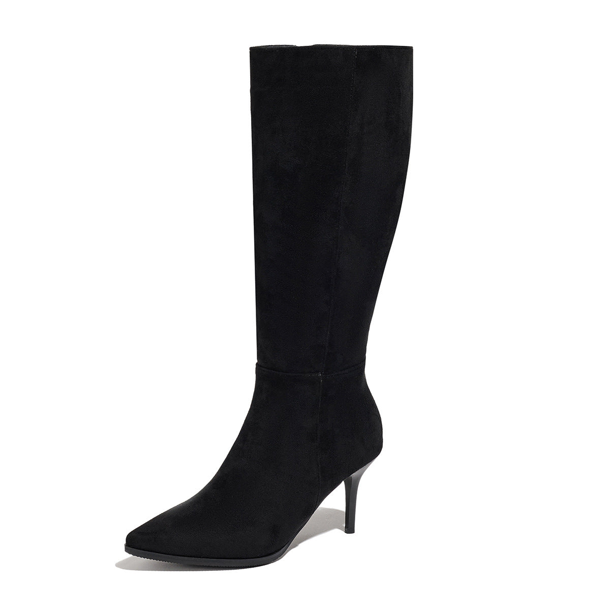 Korean Style Pointed Toe Stiletto High-Knee Boots - Slim-Fit Zipper Closure Dress Boots with Thin Heel,  for Evening Weddings Parties, Fall Winter 2025 Collection (Solid Color) - Elegant Long Boots for all-outfit role