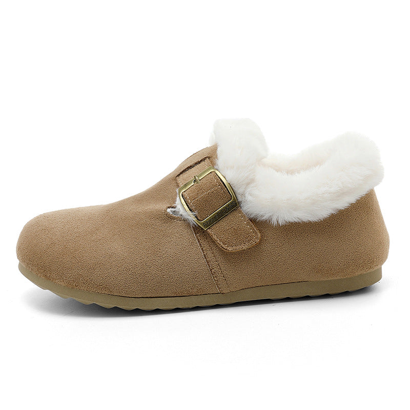 2025 Winter New Women'S Style Loafers | Chunky Sole Warm Fleece-Lined Shoes, Thickened Snow Boots H2602, Upper, Fabric Inner, Rubber Sole