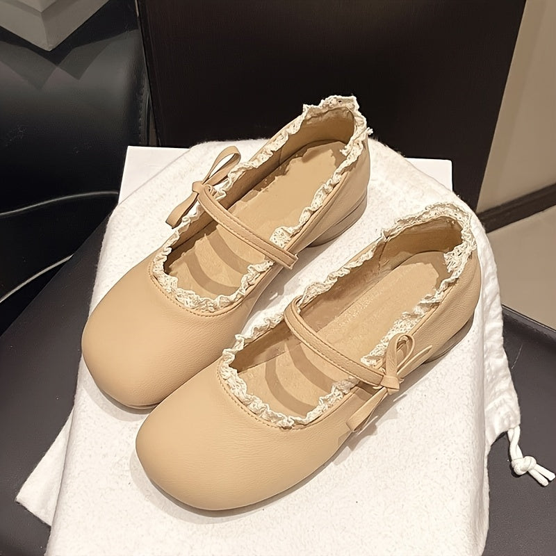 French-Style Low-Heel Fashion Flat Shoes for Women, New Spring\u002FSummer Dress Shoes, White Casual Ballet Flats