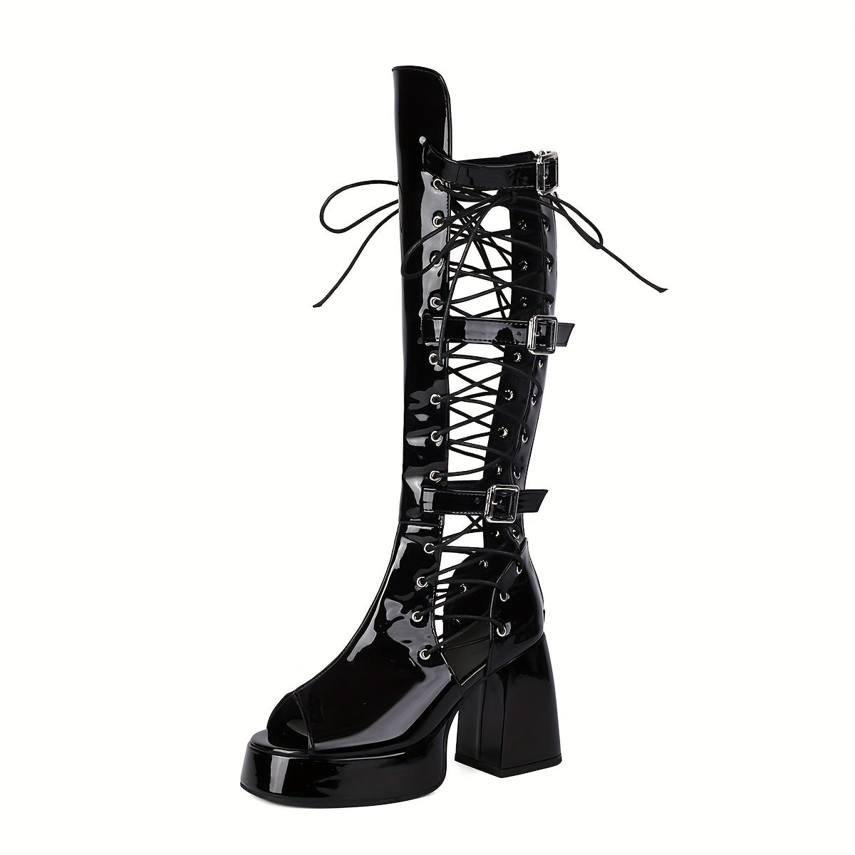 Women's High-Heel Knee-High Boots - Chunky Block Heel, Full-Length Zipper Front, Round Toe  for Dressy Party Outfits, Casual to Evening Wear (Solid Color) - Comfortable & Durable Bootcare Tip)