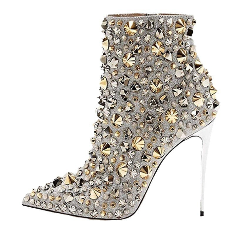 Women's Ultra-High Stiletto Heel Ankle Boots with Pointed Toe & Back Zipper - Elegant  for Parties, Dresses, Jeans - All-Round Coverage Long Boots (Hand Washable)