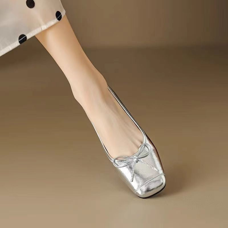 2025 Women's Mary Jane Flats, Autumn Winter Luxury Style Low Cut Pumps, Gentle Aesthetic Ballet Shoes with Large Sizes