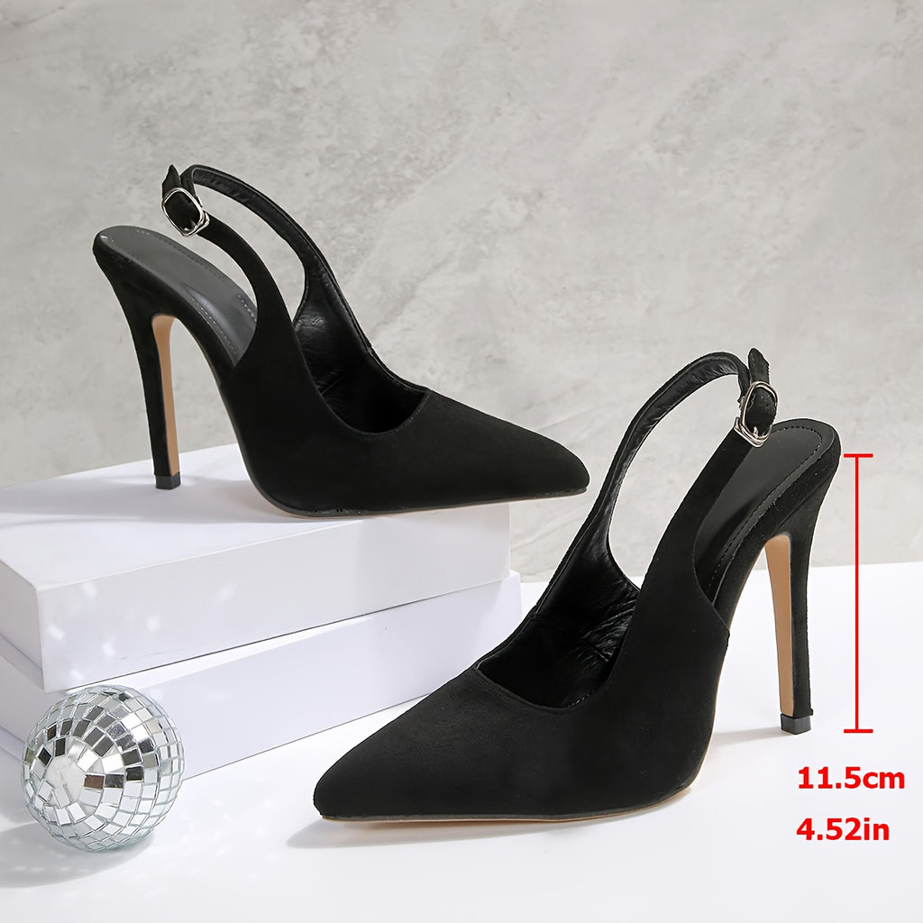 Women's Velvet Pointed Toe Stiletto Sandals - Adjustable Ankle Strap & Non-Slip Rubber Sole, Elegant Casual High Heels for Parties, Interviews, Daily Wear - All-Season Fashionable Shoes