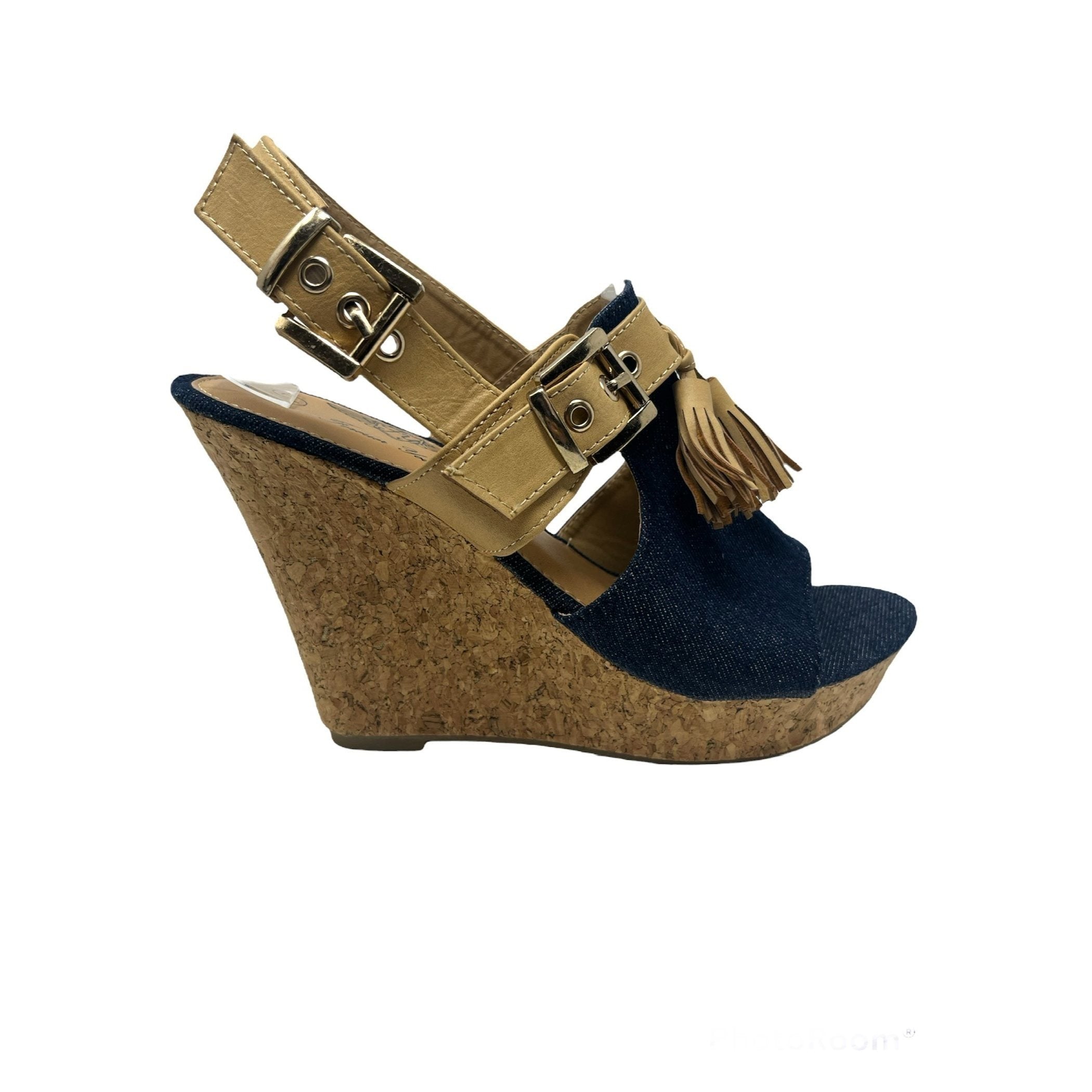 Ladies Fashion High Wedged Cork Sandals Cushioned Wedged Shoes