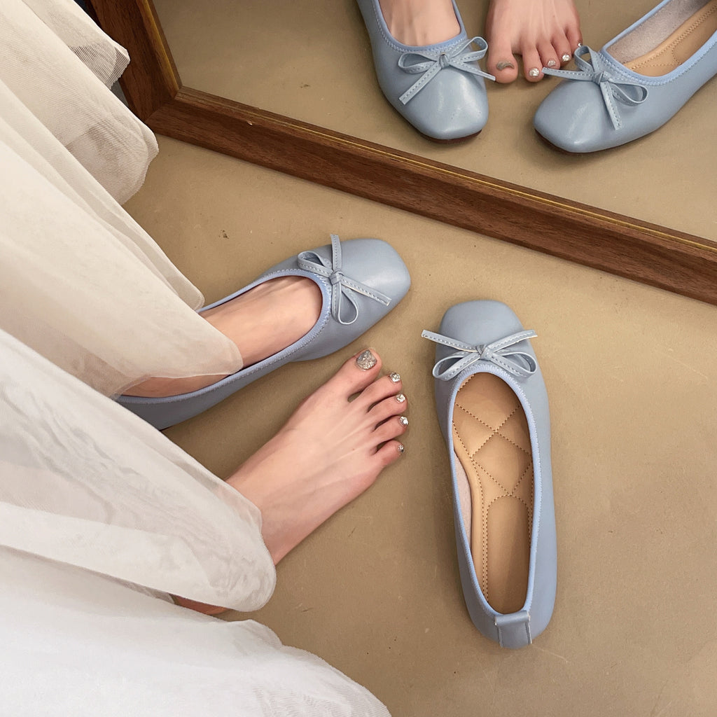 Women'S Vintage Blue Mary Jane Slip-On Shoes with Bow Detail - Perfect for Spring, Summer, and Fall - Versatile LoLita Style, Allseason Shoes|Vintageinspired Design|Rubber Sole