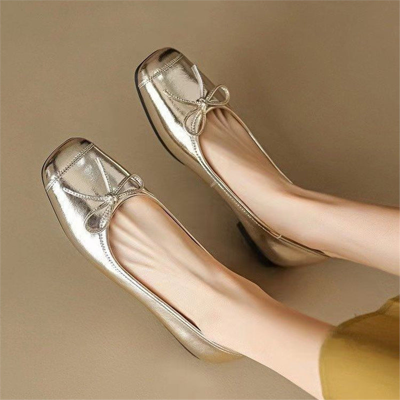 2025 Women's Mary Jane Flats, Autumn Winter Luxury Style Low Cut Pumps, Gentle Aesthetic Ballet Shoes with Large Sizes
