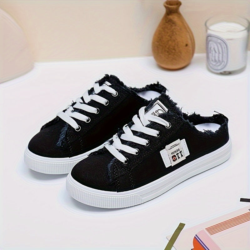 Women's Slip - On Mules - Distressed Design, Lace - Up Detailing, Casual Daily Wear