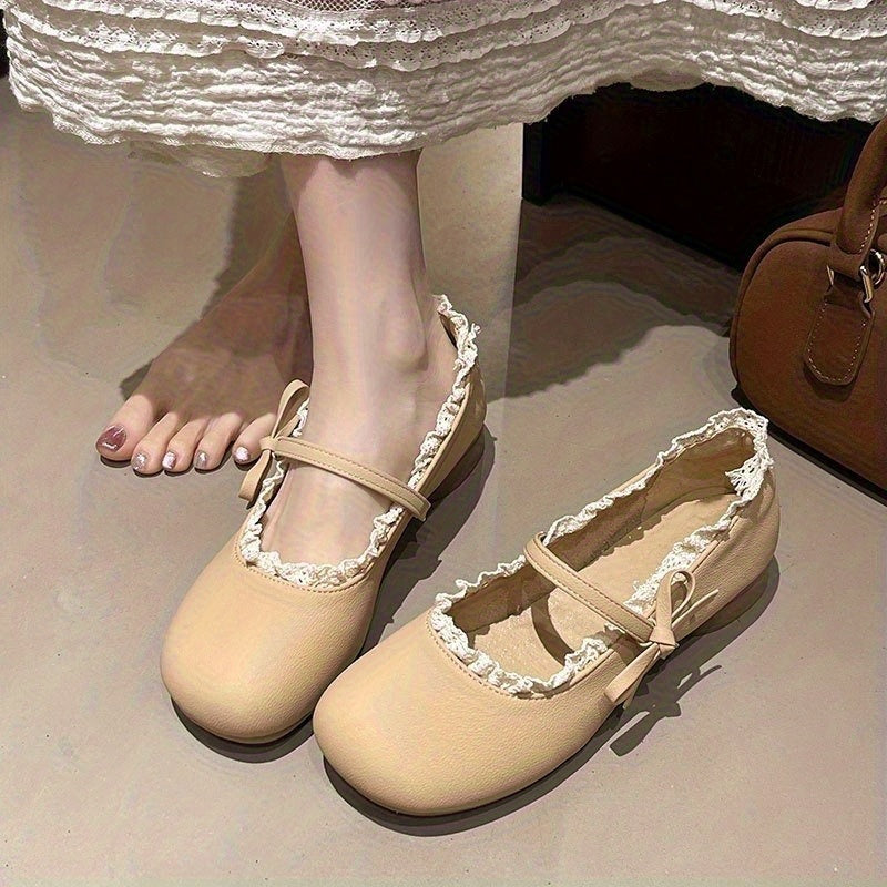 French-Style Low-Heel Fashion Flat Shoes for Women, New Spring\u002FSummer Dress Shoes, White Casual Ballet Flats