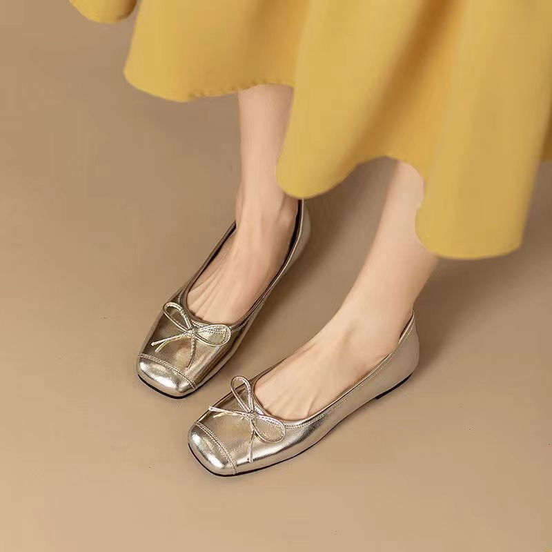 2025 Women's Mary Jane Flats, Autumn Winter Luxury Style Low Cut Pumps, Gentle Aesthetic Ballet Shoes with Large Sizes