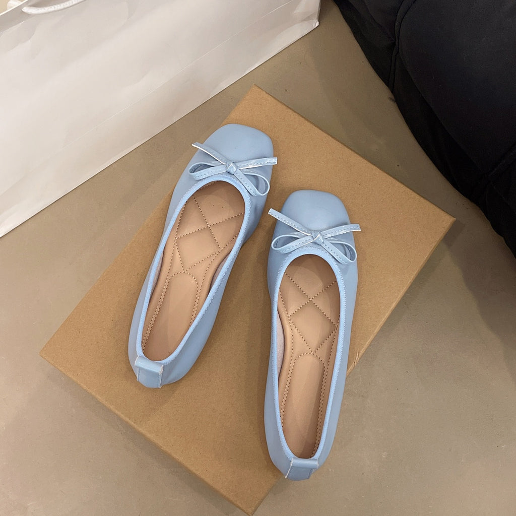 Women'S Vintage Blue Mary Jane Slip-On Shoes with Bow Detail - Perfect for Spring, Summer, and Fall - Versatile LoLita Style, Allseason Shoes|Vintageinspired Design|Rubber Sole