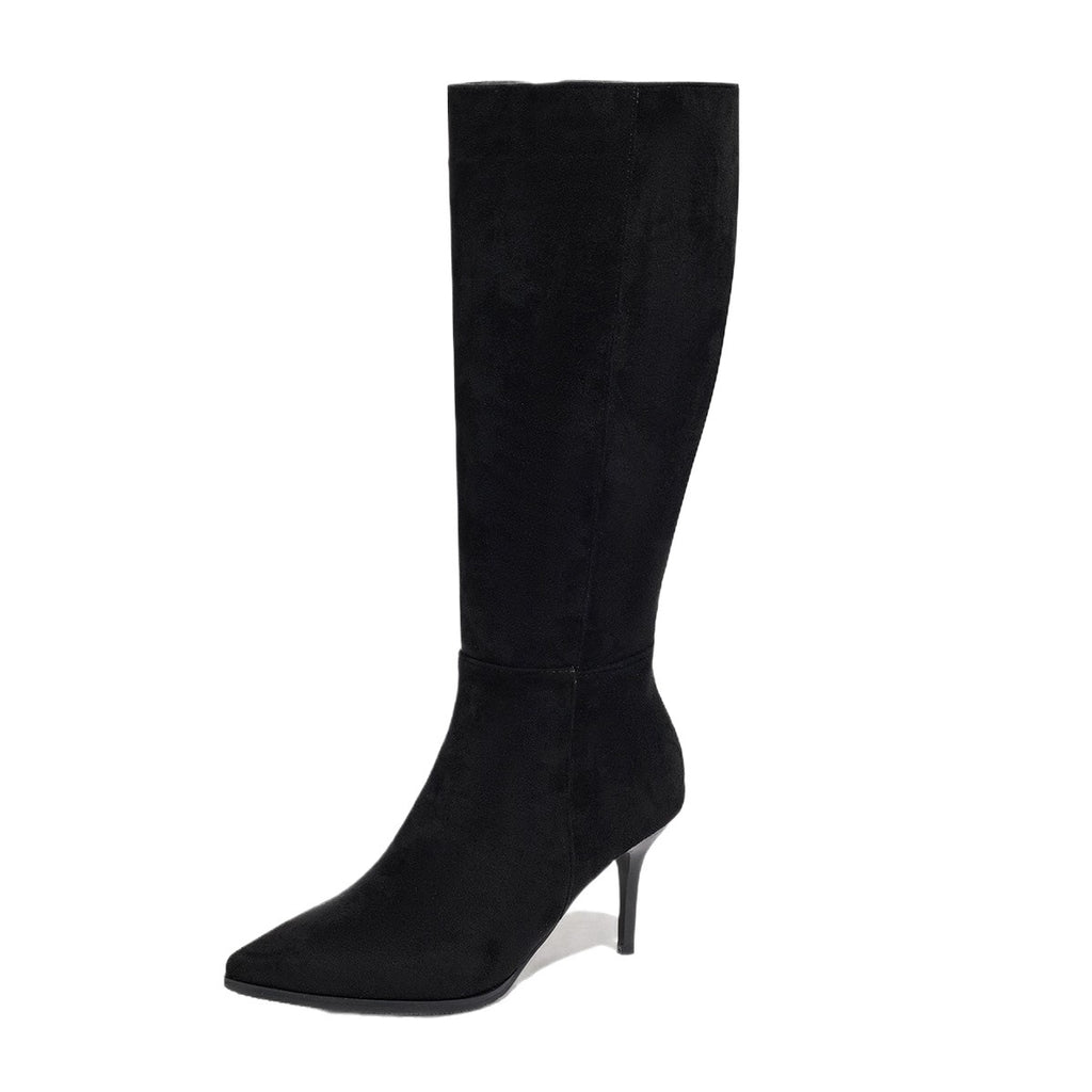Korean Style Pointed Toe Stiletto High-Knee Boots - Slim-Fit Zipper Closure Dress Boots with Thin Heel,  for Evening Weddings Parties, Fall Winter 2025 Collection (Solid Color) - Elegant Long Boots for all-outfit role