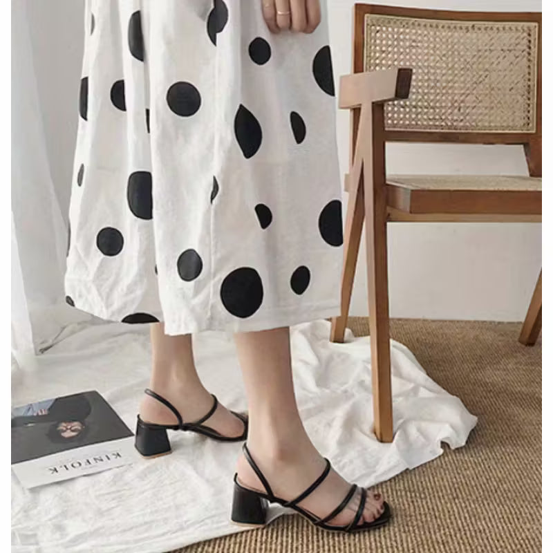 Women's 2025 New Black Mary Jane Sandals - Chunky Mid-Heel T-Bar Strap Mules, Open-Toe White-Like Faux Shoes with Cushioned Insole & Non-Slip Rubber Sole for Weddings, Parties, Office - Latin-Inspired Dress Footwear