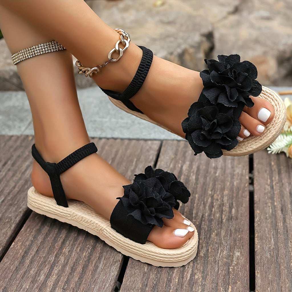 New Summer Floral Sandals for Women in a European And American Style, Comfortable, Non-Slip, Casual, And Fashionable for Outdoor Wear.