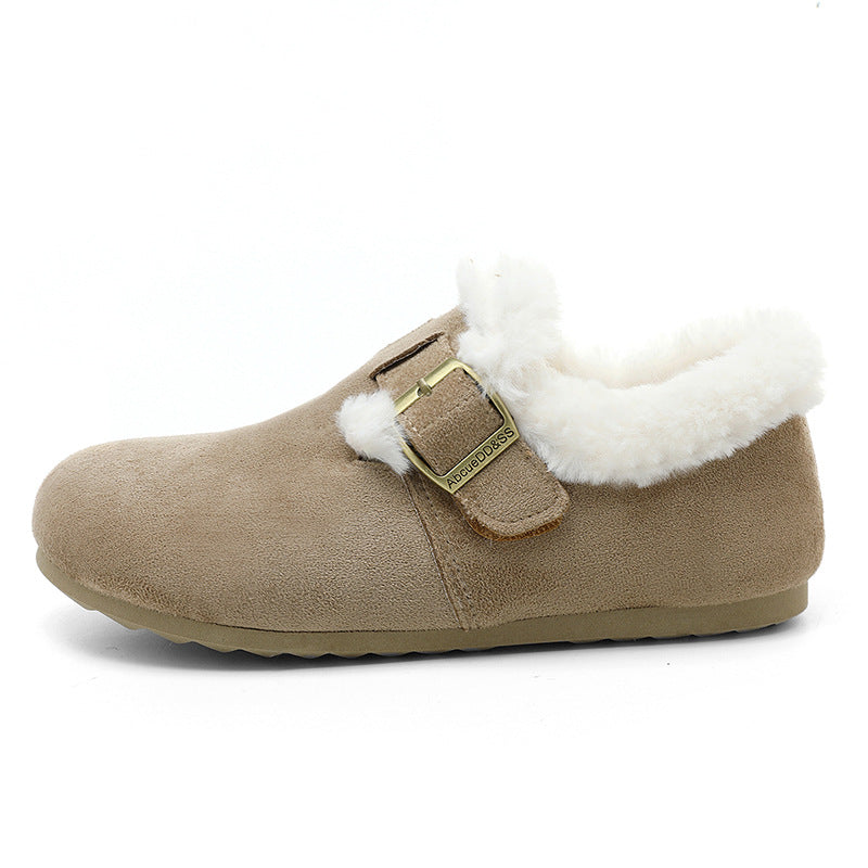 2025 Winter New Women'S Style Loafers | Chunky Sole Warm Fleece-Lined Shoes, Thickened Snow Boots H2602, Upper, Fabric Inner, Rubber Sole