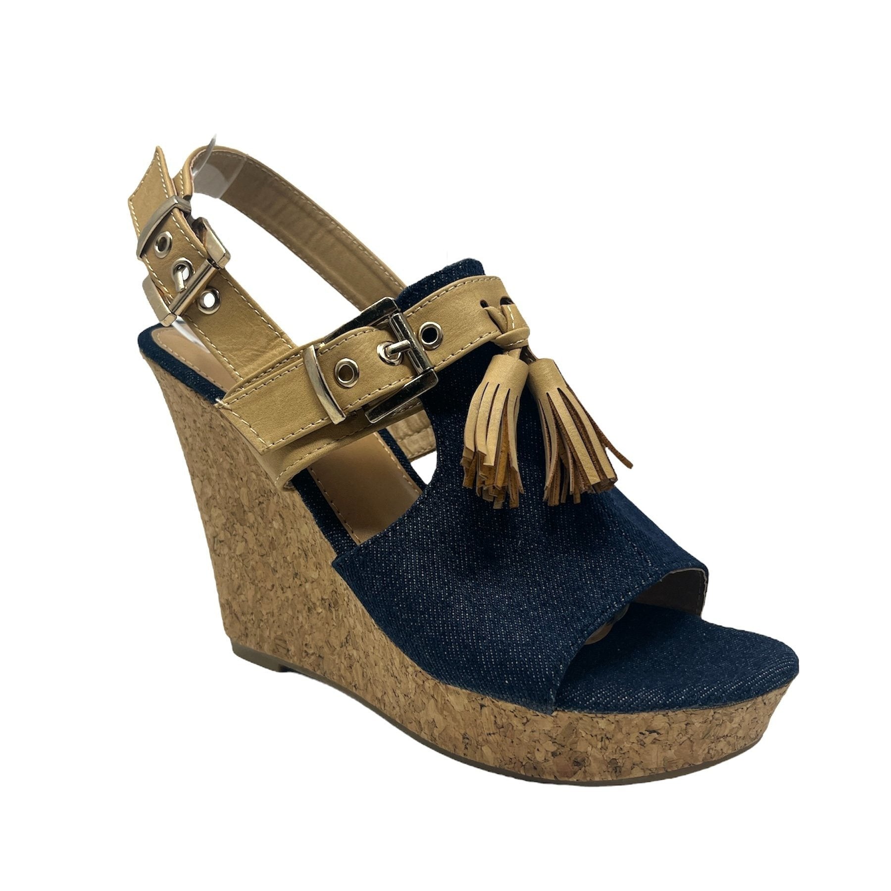 Ladies Fashion High Wedged Cork Sandals Cushioned Wedged Shoes