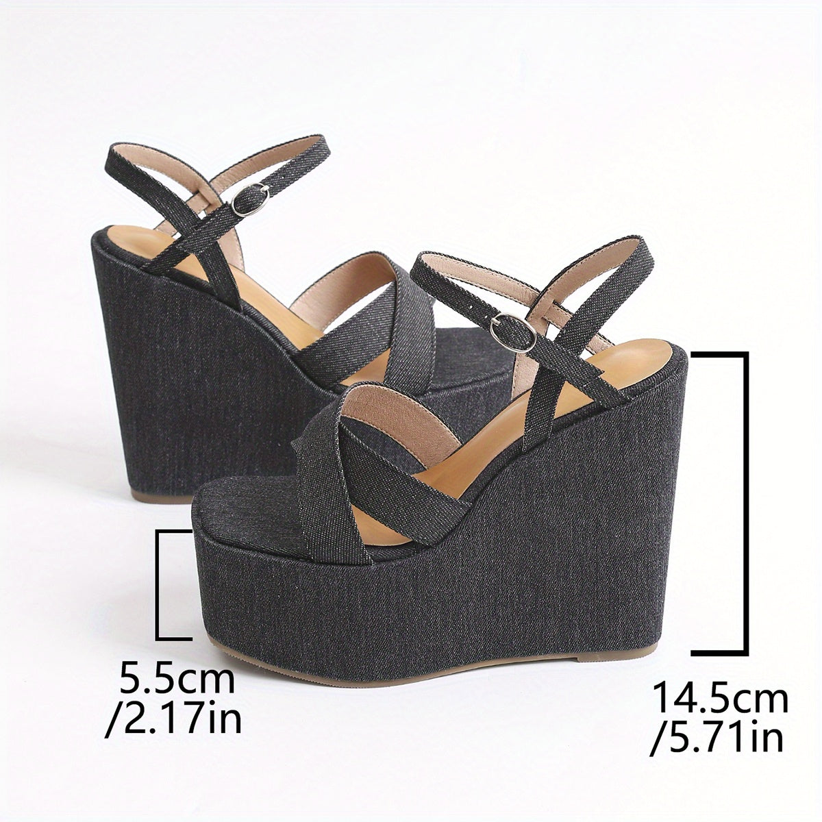 New Summer Trendy Fashion Open-Toe Women'S Wedge Sandals, Featuring a Solid Color Design with a Thick Platform And Base, Comfortable And Versatile High-Heeled Sandals That Add Height.