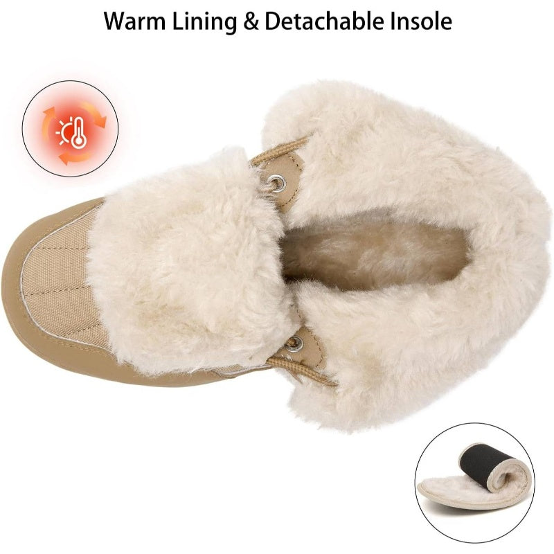 Women's Winter Snow Boots with Fur - Lightweight Warm Ankle Booties, Slip-On\u002F Compatible for Snow, Ice, Slush & Cold Floors - Cozy Winter Shoes for Icy & Wet Surfaces