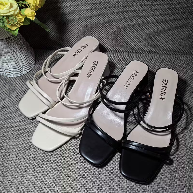 Women's 2025 New Black Mary Jane Sandals - Chunky Mid-Heel T-Bar Strap Mules, Open-Toe White-Like Faux Shoes with Cushioned Insole & Non-Slip Rubber Sole for Weddings, Parties, Office - Latin-Inspired Dress Footwear