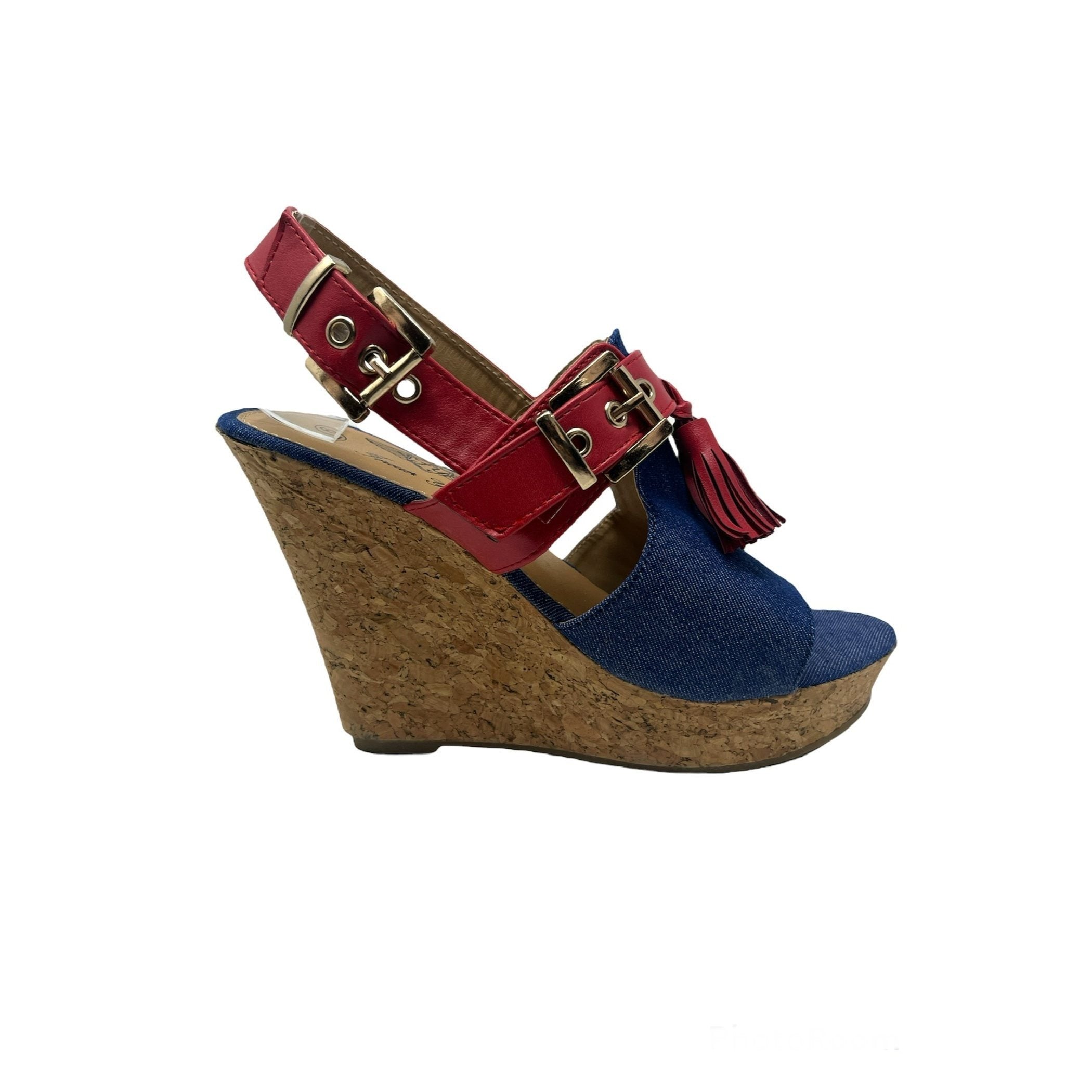 Ladies Fashion High Wedged Cork Sandals Cushioned Wedged Shoes