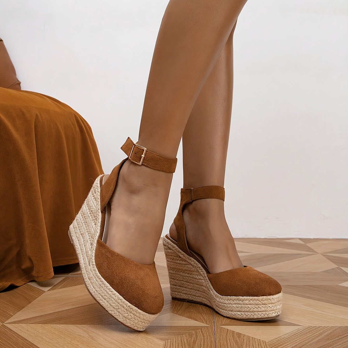 Women'S Summer Platform Wedge Shoes - Breathable Fabric Upper, Non-Slip TPR Sole, Round Toe Design with Ankle Strap & Buckle Closure, Light Casual Shoes for Casual Attire, Strappy Shoes