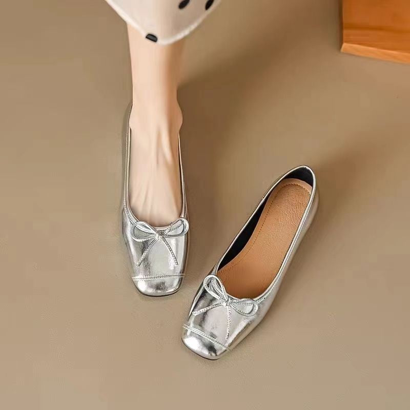 2025 Women's Mary Jane Flats, Autumn Winter Luxury Style Low Cut Pumps, Gentle Aesthetic Ballet Shoes with Large Sizes