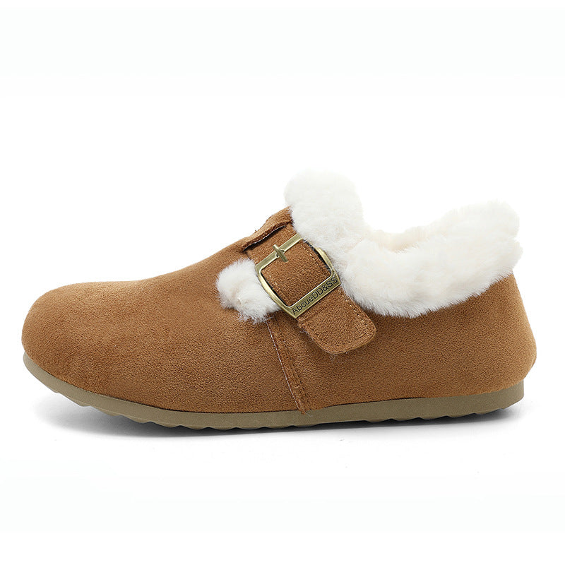 2025 Winter New Women'S Style Loafers | Chunky Sole Warm Fleece-Lined Shoes, Thickened Snow Boots H2602, Upper, Fabric Inner, Rubber Sole