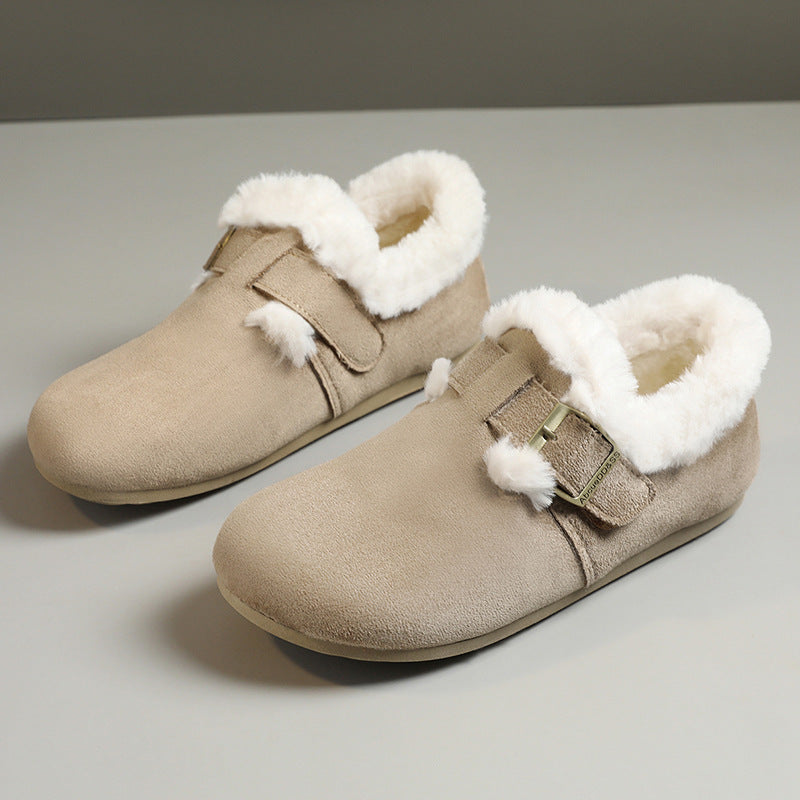 2025 Winter New Women'S Style Loafers | Chunky Sole Warm Fleece-Lined Shoes, Thickened Snow Boots H2602, Upper, Fabric Inner, Rubber Sole