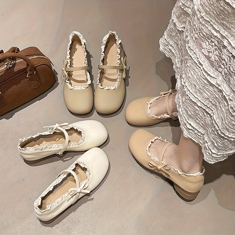 French-Style Low-Heel Fashion Flat Shoes for Women, New Spring\u002FSummer Dress Shoes, White Casual Ballet Flats