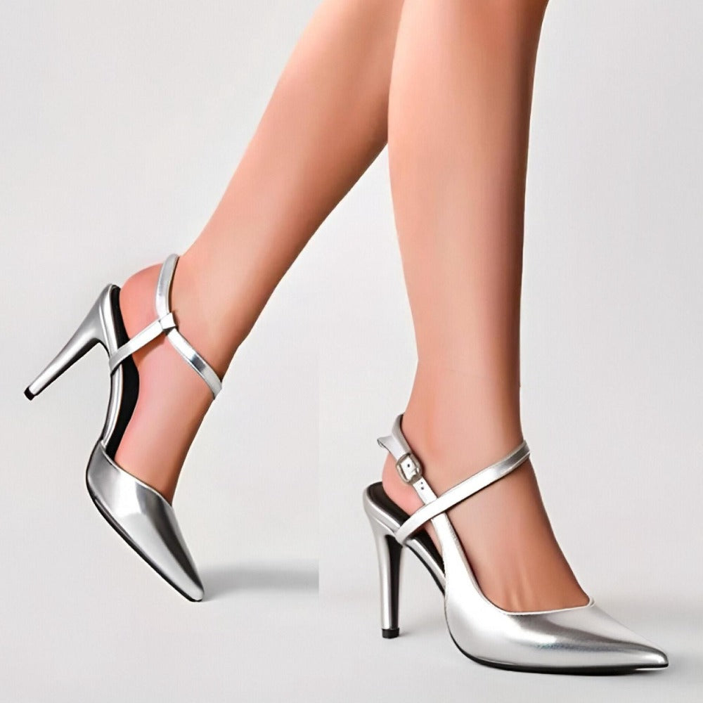 Elegant and fashionable new spring and summer pointed stiletto heels, back-opening design single-strap sandals, wedding party commuting essentials